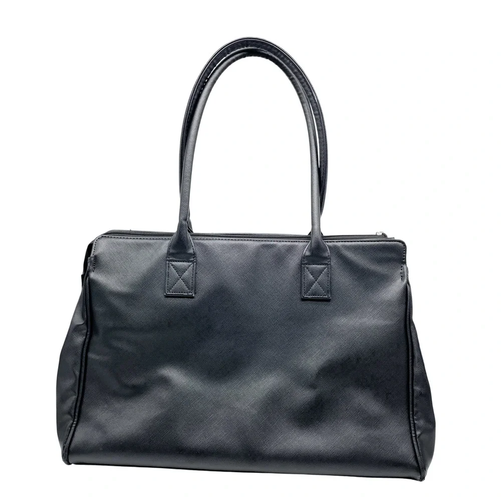 Mary Kay Black Faux Leather Floral Interior Travel‎ Tote Consultant Bag